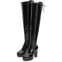 LASCANA Belle Affaire High-Heel-Stiefelette mit Plateau, Overkneestiefel in erotischer Lack-Optik