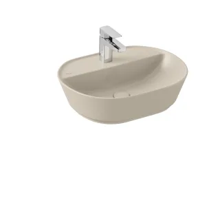 VitrA Geo Aufsatzwaschtisch oval 55 x 43 cm mit Hahnloch mittig ohne Sandbeige Matt,7428B022-0041 7428B022-0041