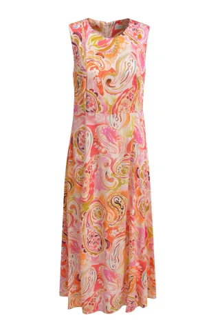 Milano Italy - sleeveless roundneck mididress pink print - Gr. - 42