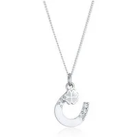 Elli Kette mit Anhänger Hufeisen Kleeblatt 925 Silber, mit Kristallen von Swarovski®, Hufeisen