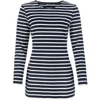 modAS Langarmshirt 25908 Damen Long-Shirt Streifen Maritim - Gestreiftes Langshirt Baumwolle