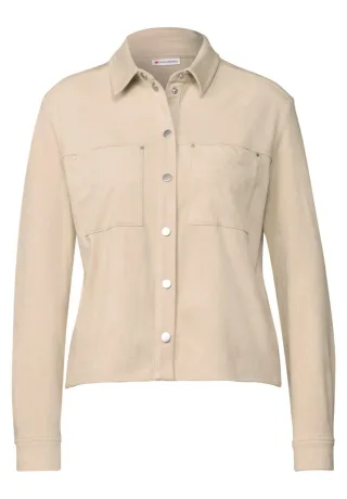 Street One - Velours Hemdbluse beige - Gr. - 42