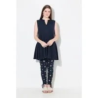 Ulla Popken Longshirt Top A-Linie Tunika-Ausschnitt ärmellos