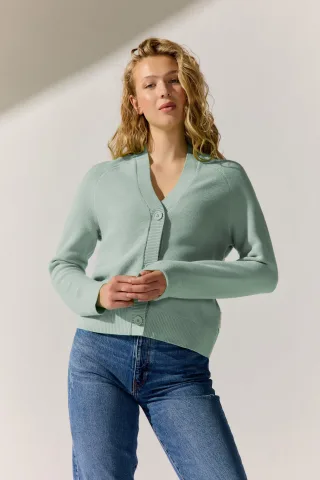 THE FASHION PEOPLE - Basic Cardigan sage mist - Gr. - XXL