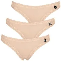 like it! String 3er Pack Damen String Olivia (Packung, 3-St) Abschlüsse aus elastischer Spitze, glatte Ware mit feinem Glanz