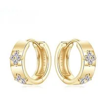 ROUGEMONT Paar Creolen Moissanit Kleeblatt Damen Creolen Ohrringe 925 Silber 18K Gold 1,5cm, Moissanit Kleeblatt Design