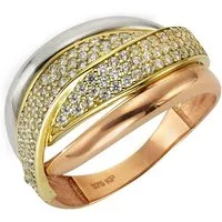 Fascination by Ellen K. Fingerring 375 Gold dreifarbig Zirkonia
