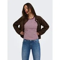 ONLY Kurzarmshirt ONLVAL S/S O-NECK STRIPE TOP JRS Baumwollmischung, regular fit, kleine Herz Stickerei