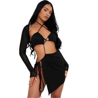 Missy Empire - "Bolero" Kleid für Damen, Ausschnitt (Schwarz)