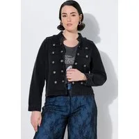Ulla Popken Sommerjacke Military-Jeansjacke Stehkragen Schulterklappen