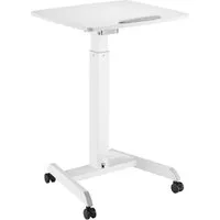 Maclean Schreibtisch MC-892 Sitz-Steh Tisch Höhenverstellbarer Schreibtisch 76–113 cm, mit Rollen, neigbare Tischplatte, Gasfeder-System & Fußpedal, bis 8 kg