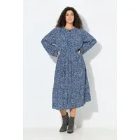 Ulla Popken Midikleid Midikleid A-Linie Rundhals Langarm Krepp