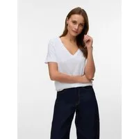 Vero Moda Kurzarmshirt VMPAULINA SS V-NECK T-SHIRT JRS NOOS Baumwolle