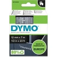 D1 ORIGINAL Schriftband, weiß auf transparent, 12mm x 7m S0720600