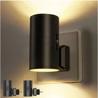 LOHAS-LED Nachtlicht Zylindrisches Steckdosen‑Nachtlicht in Schwarz, 1W Dimmbar, LED fest integriert, mit Dämmerungssensor, 3000K Warmweißlicht, 2er‑Set