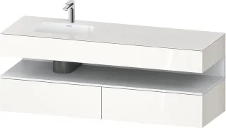 Duravit Qatego Einbauwaschtisch mit Konsolenwaschtischunterbau Weiß Hochglanz 1600x500x600 mm - QA47 QA4795018220010