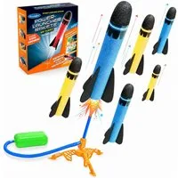 Wootoy Spielzeug-Gartenset Spielzeug-Flugrakete Kinder Schaumstoff Raketenwerfer Launcher, (Flughöhe bis ca. 30 m, 6-tlg., Werkzeuglose Montage leicht zerlegbar und bequem zu transportieren), Ideal für aktive Outdoor-Spiele im Garten Park Wiese