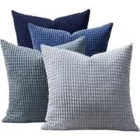 Topfinel Kissenbezug Dekokissenbezug 4er Set 40x40cm aus Cord Samt-Farbverlauf & Weich, Stilvoll & Pflegeleicht & Maschinenwaschbar für Sofa & Wohnzimmer