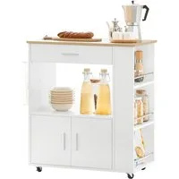 SoBuy Servierwagen FKW113, Küchenwagen mit Arbeitsplatte, Beistelltisch, Küchenwagen Kücheninsel Küchenschrank Rollwagen Mikrowellenschrank