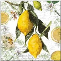 Ambiente Luxury Paper Products Papierserviette, Servietten Papier 33x33cm 3-lagig mit Vintage Zitronen Motiv 20 Stk.