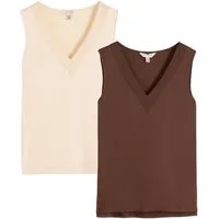 Love & Roses Trägertop Love & Roses Trägertop mit Chiffon, Multipack (2-tlg)