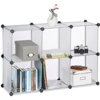 relaxdays Steckregal Regalsystem 6 Fächer, transparent