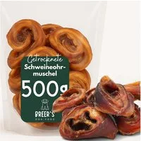 Breers Pet Food Schweineohrmuscheln getrocknet 500 Gramm Hundeleckerlie, Einzelfuttermittel für: Hunde, Harter Kauartikel, Leckerli getreidefrei, Hundesnack zuckerfrei