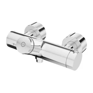 Schell Vitus Brause-Selbstschlussthermostat 016150699 Duschanschluss unten, thermische Desinfektion, AP, Mischwasser, verchromt