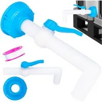 Garronda Auslaufventil IBC Schlauchhahn Set S60x6 mit Schlauchanschluss Kugelhahn GD-0218, (IBC Auslaufventil), Hanh-plastik S60x6 auf 25 mm 90°, 1x Rolle Teflon Abdichtband