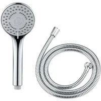 WENKO Handbrause Modell Basic Line Duschkopf Set, (2-tlg), klassischer Brausekopf mit 5 Strahlarten, 150 cm Brauseschlauch
