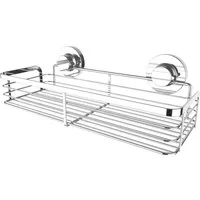 CORNAT Duschregal 3 in 1 - Extra langer & flacher Korb - Zur Wandmontage - Duschablage, 3 Befestigungsoptionen mit Saugnapf, Klebepad & Bohren - Verchromt