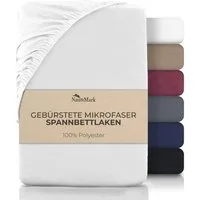 NatureMark Spannbettlaken Gebürstete Mikrofaser, Polyester, Gummizug: rundum, viele Größen und Farben Markenware (90x200 cm, Weiß)