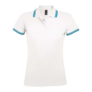 SOLS - "Pasadena" Poloshirt für Damen (Weiß/Aquablau)