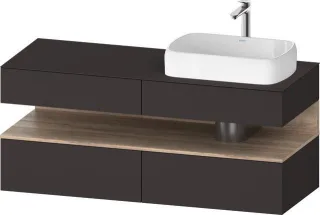 Duravit Qatego Konsolenwaschtischunterbau wandhängend Graphit Supermatt 1400x550x600 mm - QA47660558 QA4766055800000
