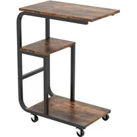 KOMFOTTEU Beistelltisch (1-St), Laptoptisch C-Form Industrie-Design, mit Rollen