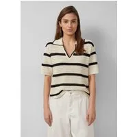 s.Oliver Kurzarmpullover Strickpullover Strickpolo mit V-Ausschnitt im Relaxed Fit