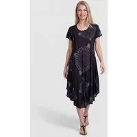 PEKIVESSA Sommerkleid Luftiges Strandkleid mit asymmetrischem Saum und lässigem Mandala-Muster im Ethno-Look
