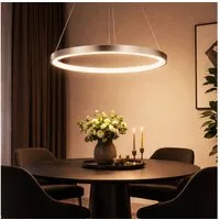 GLOBO LIGHTING LED Pendelleuchte, LED-Leuchtmittel fest verbaut, Warmweiß, Pendelleuchte Ring silber Hängeleuchte rund LED