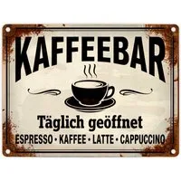 speecheese Metallschild Kaffeebar Metallschild in 15x20 cm im Vintage-Stil
