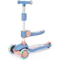 OUNUO Dreiradscooter 1009 Kinderroller mit LED und Sitz, höhenverstellbar, für 2 Jahren ab