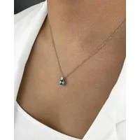 DANIEL CLIFFORD Kette mit Anhänger 'Elea' Damen Halskette Silber 925 mit Anhänger Kristall blau (inkl. Verpackung), größenverstellbare Kette 40cm - 45cm 925 Silber Kristall himmelblau