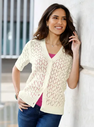Classic Basics Ajourstrickjacke