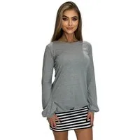 Mississhop Shirtkleid Damen Minikleid Kleid Tunika Rock weiß schwarze Streifen 578