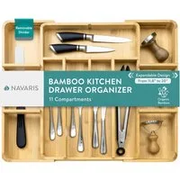Navaris Besteckeinsatz Navaris Besteckkasten Bambus 5–11 Fächer 30x43 cm