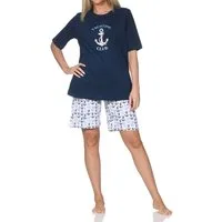 Normann Pyjama Damen kurzarm Schlafanzug Shorty maritimer Look – auch in Übergröße