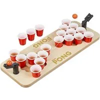 relaxdays Spiel Mini Beer Pong mit roten Bechern