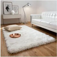 BTTO Teppich Kunstfell Teppich,Flauschiger Teppich Wohnzimmer,Uni-Farben, 40*60cm, Rechteckig