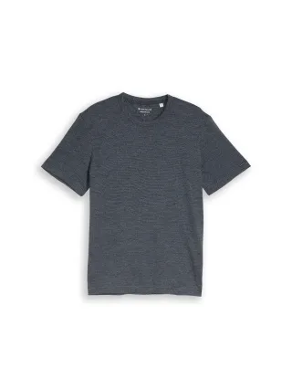 Tom Tailor - T-Shirt in Melange-Optik navy white fine stripe - Gr. - XXL