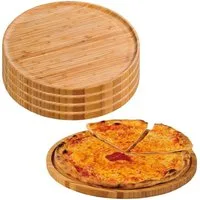 Kesper Pizzateller 5 Stück Pizzateller - Bambus - Ø 32cm, (5 St), hochgezogener Rand