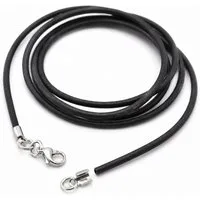 unbespielt Lederband Lederband Schwarz Karabinerverschluss Silberfarben Länge 1m kürzbar, Modeschmuck für Damen und Herren